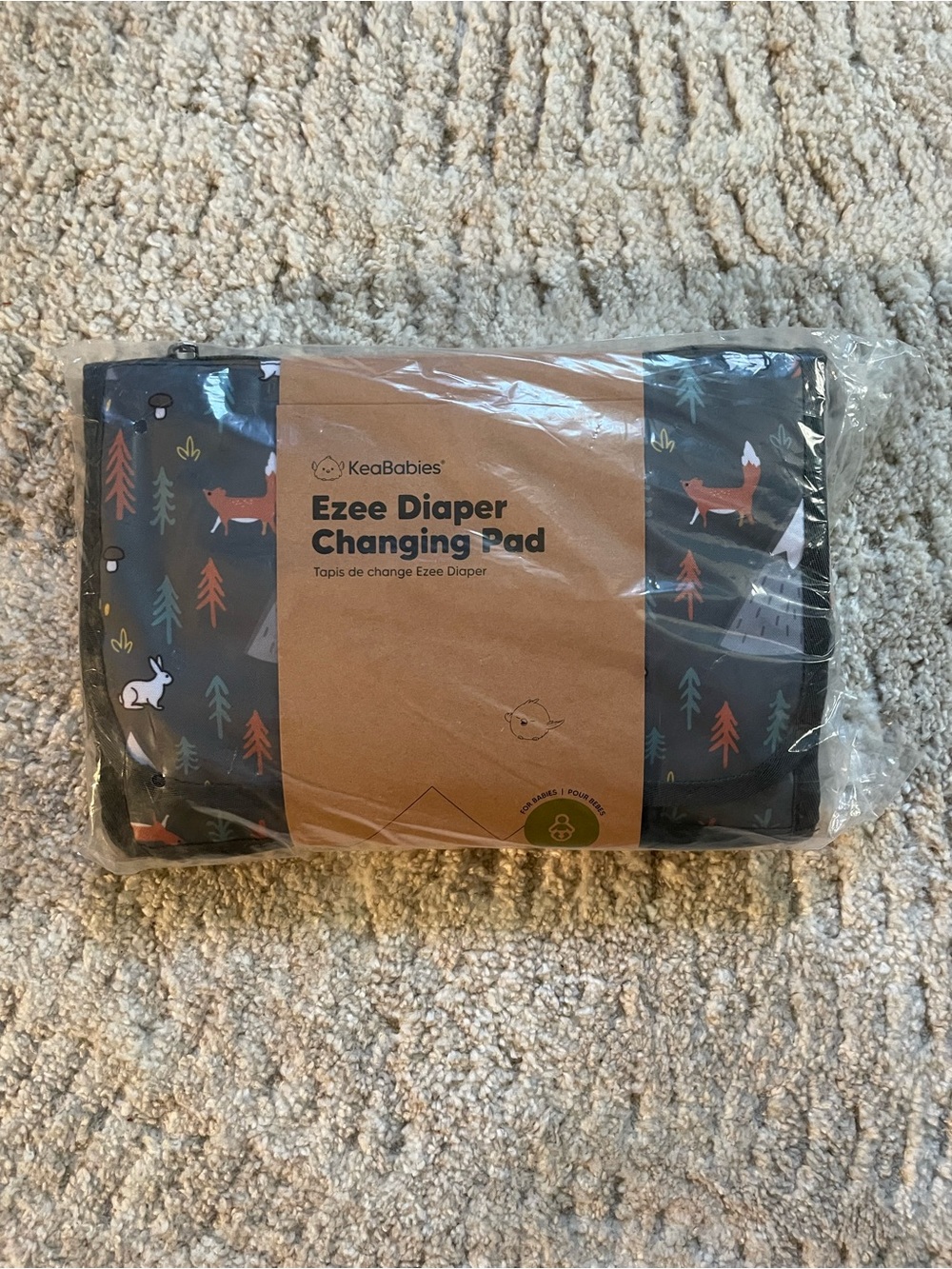NWT KeaBabies Ezee Diaper Changing Pad - Forest Fox Print (Gray)